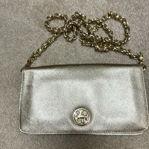 Tory Burch Gold Shoulder Bag with Removable Strap